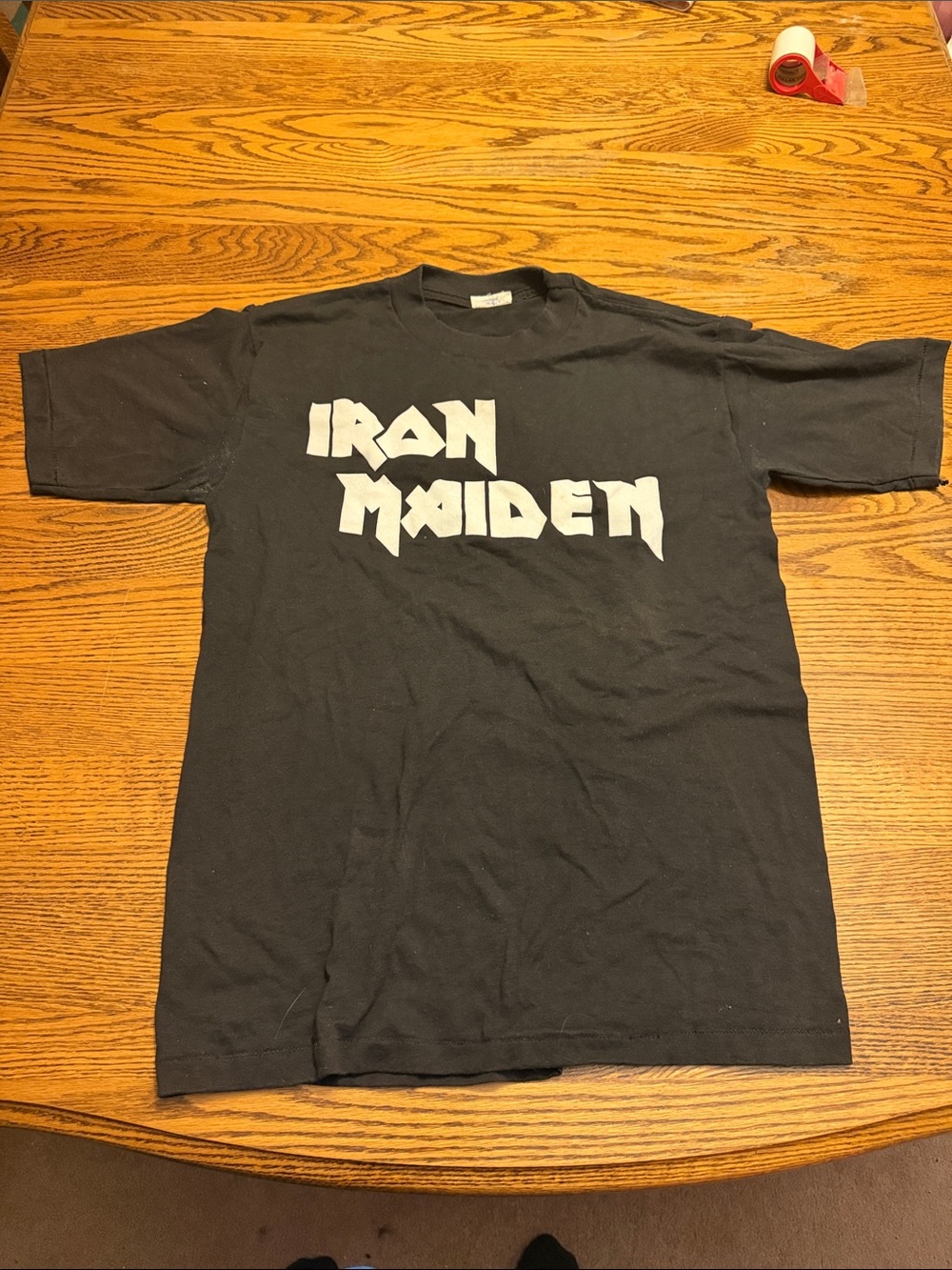Iron Maiden t shirt black and white vintage
